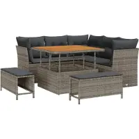 vidaXL Tuinbank Set 8 st 5-Aantal zitplaatsen Grijs poly rattan