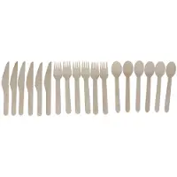 Gerimport Bestekset - 3x - bamboe - 6 vorken - 6 lepels - 6 messen - naturel - 15 cm