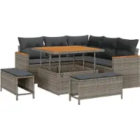 vidaXL Tuinbank Set 8 st 5-Aantal zitplaatsen Grijs Poly rattan