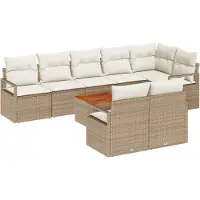 vidaXL Tuinbank Set met opslag 9 pcs Beige en Crème poly rattan