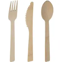 Excellent houseware wegwerp bestek - bamboe hout - 54 delig - wegwerp - lepels - messen - vorken - 17 cm - BBQ - Verjaardag