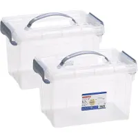 PlasticForte Opslagbox AZUL serie - 2x - met deksel - transparant - 5.7 liter - 28 x 20 x 17 cm - kunststof - opbergdoos - opbergen