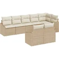 vidaXL Tuinbank Set 8 st Beige en Wit poly rattan