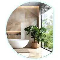Tulup LED Spiegel - Wandspiegel LED Rond - 84 cm x 100 cm - Ronde LED Spiegel Afgesneden - LED-spiegel voor Slaapkamer - Koel Wit 6500K - Spiegel LED - Scandinavische LED Wandspiegel