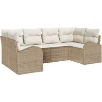 vidaXL Tuinbank Set 6 st Beige en Wit poly rattan