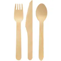 Duni wegwerp bestek - hout - 150 delig - wegwerp - lepels - messen - vorken - 16 cm - BBQ - Verjaardag