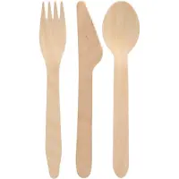 Papstar wegwerp bestek - hout - 150 delig - wegwerp - lepels - messen - vorken - 16 cm