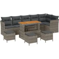 vidaXL Tuinbank Set 10 st 6-Aantal zitplaatsen Grijs
