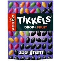 Venco tikkels drop & fruit - drop & fruitsmaak - 10x245g