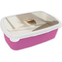 MuchoWow Broodtrommel Roze - Lunchbox Mok - Latte - Minimalistisch - Schaduw - Brooddoos 18x12x6 cm - Brood lunch box - Broodtrommels voor kinderen en volwassenen