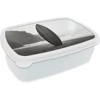 MuchoWow Broodtrommel Wit - Lunchbox Surfplank - Zand - Zee - Brooddoos 18x12x6 cm - Brood lunch box - Broodtrommels voor kinderen en volwassenen