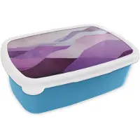MuchoWow Broodtrommel Blauw - Lunchbox Abstract - Heuvels - Landschap - Paars - Brooddoos 18x12x6 cm - Brood lunch box - Broodtrommels voor kinderen en volwassenen