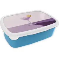 MuchoWow Broodtrommel Blauw - Lunchbox Cocktail - Paars - Minimalistisch - Citroen - Brooddoos 18x12x6 cm - Brood lunch box - Broodtrommels voor kinderen en volwassenen