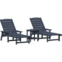 vidaXL Ligstoel 3 pcs Marineblauw Polyetheen