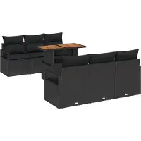 vidaXL Tuinbank Set 7 st 6-Aantal zitplaatsen Zwart