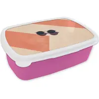 MuchoWow Broodtrommel Roze - Lunchbox Zonnebril - Schaduw - Oranje - Minimalistisch - Brooddoos 18x12x6 cm - Brood lunch box - Broodtrommels voor kinderen en volwassenen