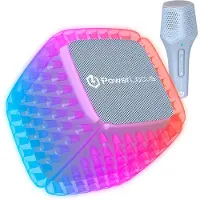 PowerLocus Aero - Draadloze Speaker en Karaokeset voor Kinderen en Volwassenen - Bluetooth Speaker met Draadloze Microfoon - Draagbare - Spatwaterdicht - Micro SD Mode - Licht Blauw