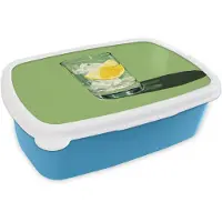 MuchoWow Broodtrommel Blauw - Lunchbox Glas - Citroen - Ijsblokjes - Groen - Brooddoos 18x12x6 cm - Brood lunch box - Broodtrommels voor kinderen en volwassenen