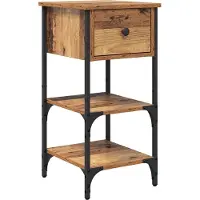 vidaXL - Nachtkastje - met - lade - Bruin - 33,5 - x - 36 - x - 70 - cm - Geconstrueerd - hout