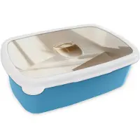 MuchoWow Broodtrommel Blauw - Lunchbox Mok - Latte - Minimalistisch - Schaduw - Brooddoos 18x12x6 cm - Brood lunch box - Broodtrommels voor kinderen en volwassenen