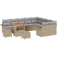 vidaXL Tuinbank Set 12 st 11-Aantal zitplaatsen Beige en Lichtgrijs