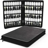 Northwall Sleutelrekje met 48 Sleutelhangers - Sleuteletui uit Leer - Draagbare Key Organizer - Een Must voor iedere Vastgoedmakelaar - Zwart