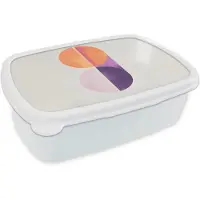 MuchoWow Broodtrommel Wit - Lunchbox Cirkels - Abstract - Paars - Brooddoos 18x12x6 cm - Brood lunch box - Broodtrommels voor kinderen en volwassenen