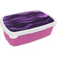 MuchoWow Broodtrommel Roze - Lunchbox Golven - Abstract - Paars - Brooddoos 18x12x6 cm - Brood lunch box - Broodtrommels voor kinderen en volwassenen