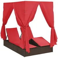 vidaXL Dubbele ligstoel Rood 205 x 129 x 200 cm poly rattan