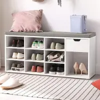 Vasagle Zitbank Met Opbergruimte Woodrow | 104 X 30 X 48 Cm | Wit Design - - Schoenenrek - Wit - MDF