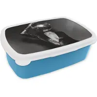 MuchoWow Broodtrommel Blauw - Lunchbox Discobal - Gezicht - Glamour - Zwart - Brooddoos 18x12x6 cm - Brood lunch box - Broodtrommels voor kinderen en volwassenen