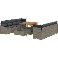 vidaXL Tuinbank Set 11 st Grijs poly rattan
