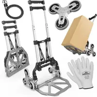 Gardebruk Steekwagen Zilver/Zwart aluminium 80kg Trap in hoogte verstelbaar