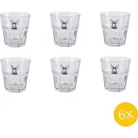 Clayre & Eef Waterglas 200 set van 6 stuks 200 ml Transparant Glas Konijn Drinkbeker