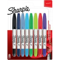 Sharpie -permanentmarker met twee verschillende punten | Fijne en ultrafijne punt | Diverse kleuren | 8 stuks