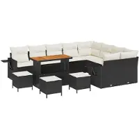 vidaXL Tuinbank Set 12 st 11-Aantal zitplaatsen Zwart en Crème
