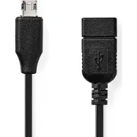 Nedis CCGB60515BK02, 0,2 m, Mini-USB B, USB A, USB 2.0, 0,48 Gbit/s, zwart