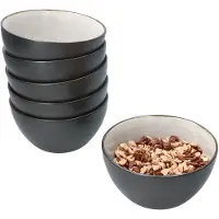 MamboCat Set van 6 steengoed dessertkommen Reactive Glaze Dark Cement voor 6 personen - 24321906