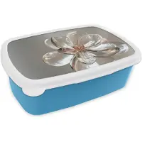 MuchoWow Broodtrommel Blauw - Lunchbox Bloem - Glazen - Doorzichtig - Brooddoos 18x12x6 cm - Brood lunch box - Broodtrommels voor kinderen en volwassenen
