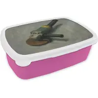 MuchoWow Broodtrommel Roze - Lunchbox Haakse slijper - Schilderij - Gereedschap - Brooddoos 18x12x6 cm - Brood lunch box - Broodtrommels voor kinderen en volwassenen