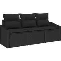 vidaXL Tuinset met 3 zitplaatsen, zwart, van polyrotan