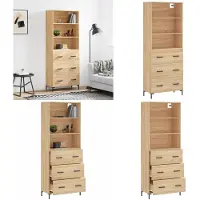 vidaXL Hoge kast 69,5x34x180 cm bewerkt hout sonoma eikenkleurig - Hoge Kast - Hoge Kasten - Dressoir - Buffetkast