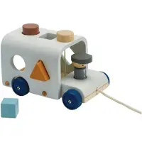 PlanToys Ziehspielzeug - Bus m. Steckspiel - Holz/Hellblau - - One Size - Nachziehspielzeug