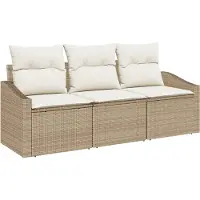 vidaXL Tuinbank Set 3 st Beige en Wit poly rattan