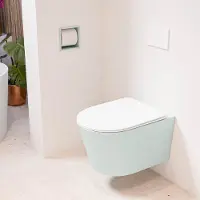 Mondiaz LAVIE hangend toilet single fire rimless diepspoel Greey, Toiletzitting met quick-release & softclose Talc