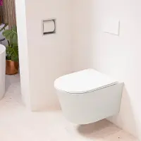 Mondiaz lavie hangend toilet single fire rimless diepspoel linen, toiletzitting met quick-release & softclose talc