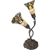 Clayre & Eef Tiffany tafellamp 46x28x63 cm blauw glas tiffany bureaulamp