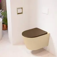 Mondiaz LAVIE hangend toilet single fire rimless diepspoel Sand, Toiletzitting met quick-release & softclose Rust