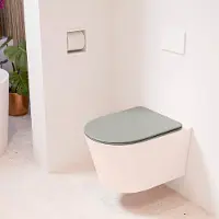 Mondiaz LAVIE hangend toilet single fire rimless diepspoel Rosee, Toiletzitting met quick-release & softclose Smoke