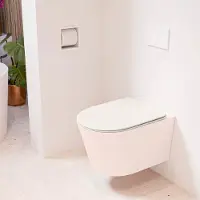 Mondiaz LAVIE hangend toilet single fire rimless diepspoel Rosee, Toiletzitting met quick-release & softclose Linen